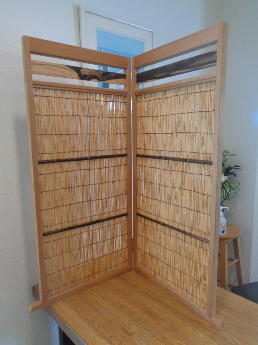 お茶道具 よしずの衝立 黒柿が施されています。美品拍卖