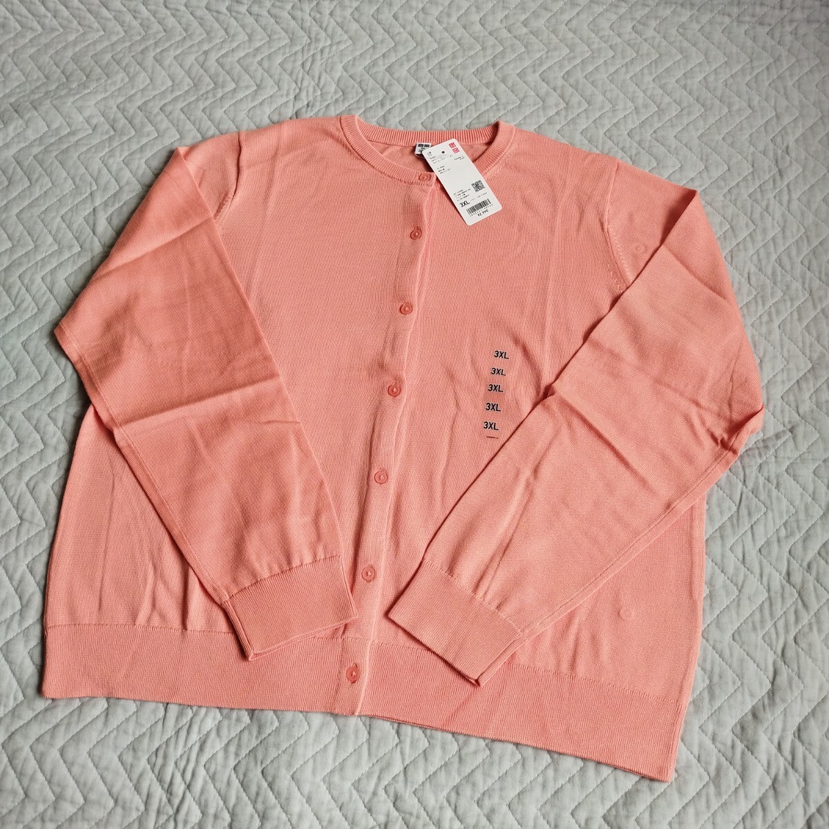 未使用 ユニクロ uvカットクルーネックカーディガン 大きい 3xl ピンク 洗濯機 uvカット カーディガン 色size違い有 匿名 送料無料拍卖