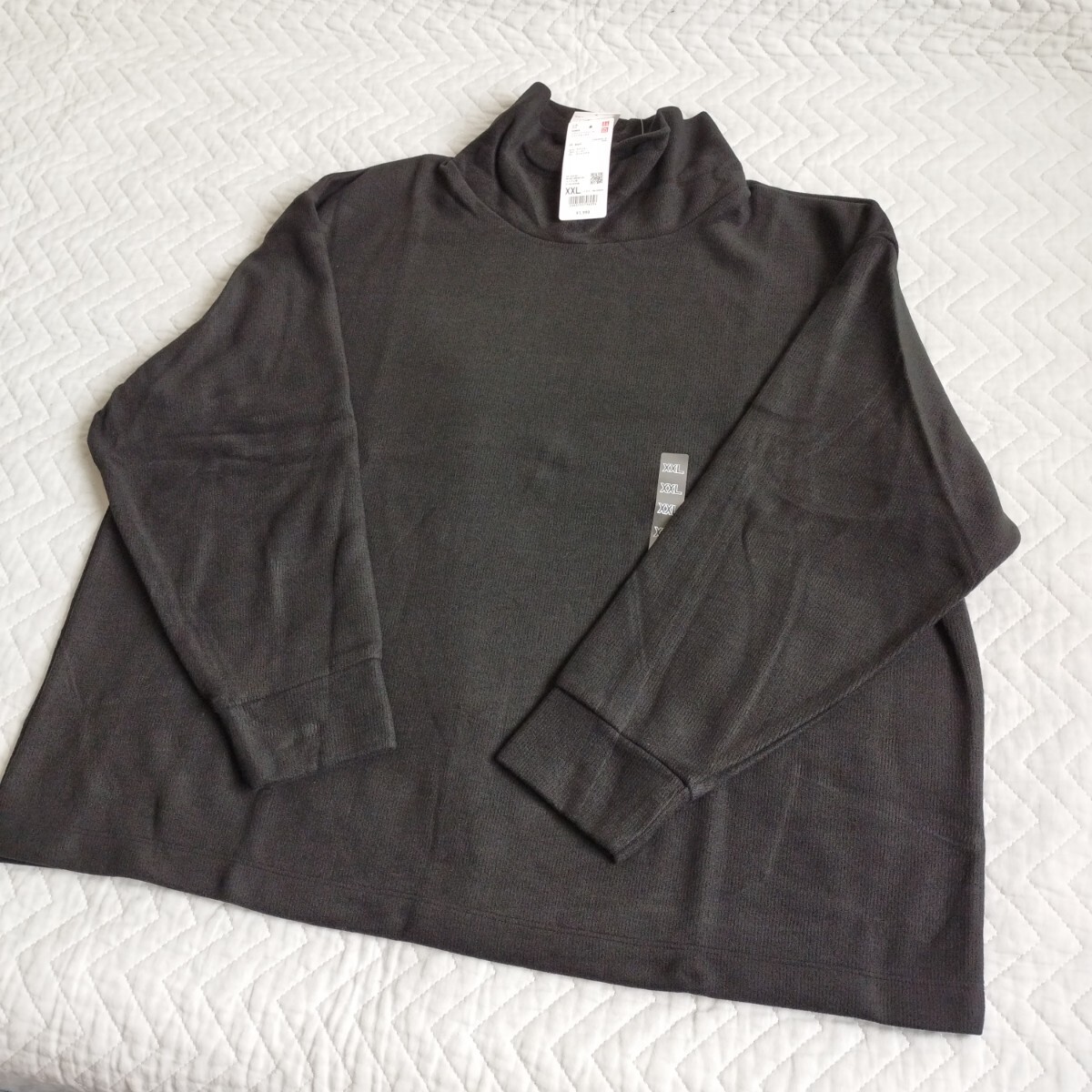 未使用 ユニクロ ソフトニットフリースリブハイネックT 大きい xxl レディース 黒 長袖 フリース ハイネック Tシャツ 匿名 送料無料拍卖