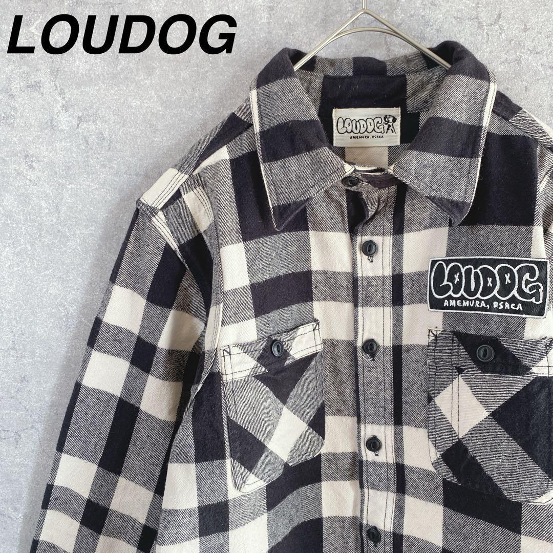 LOUDOG スイングトップチェック柄ネルシャツ モノトーン S/M メンズh1拍卖
