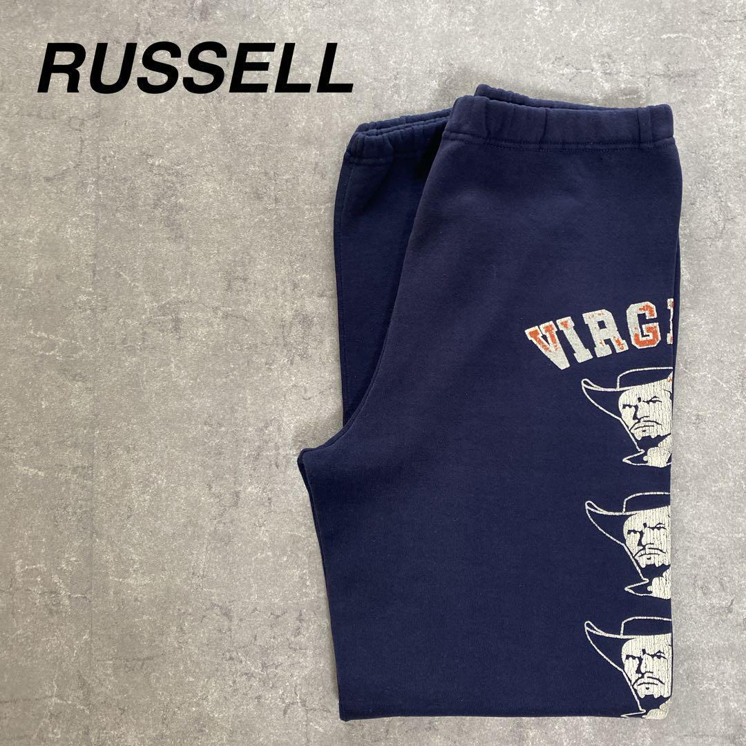 RUSSELL 90s USA製 スウェットパンツ プリント Mメンズ 紺拍卖