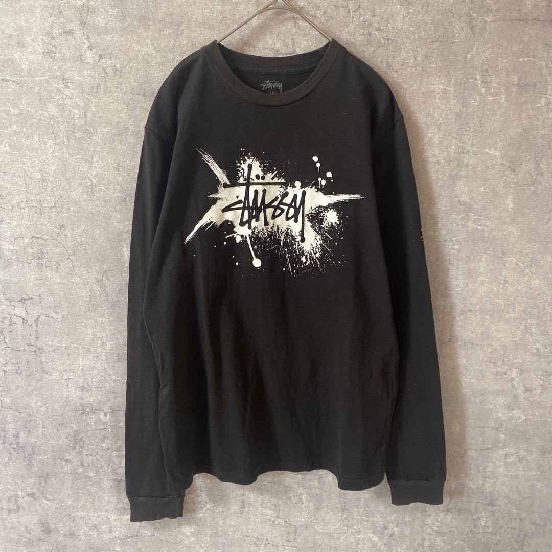 STUSSY ロンT 長袖 黒 Mサイズ リブ有拍卖