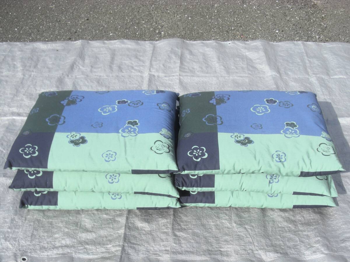 座布団 6枚セット 約56×56cm 梅柄 引取歓迎 半ダース拍卖