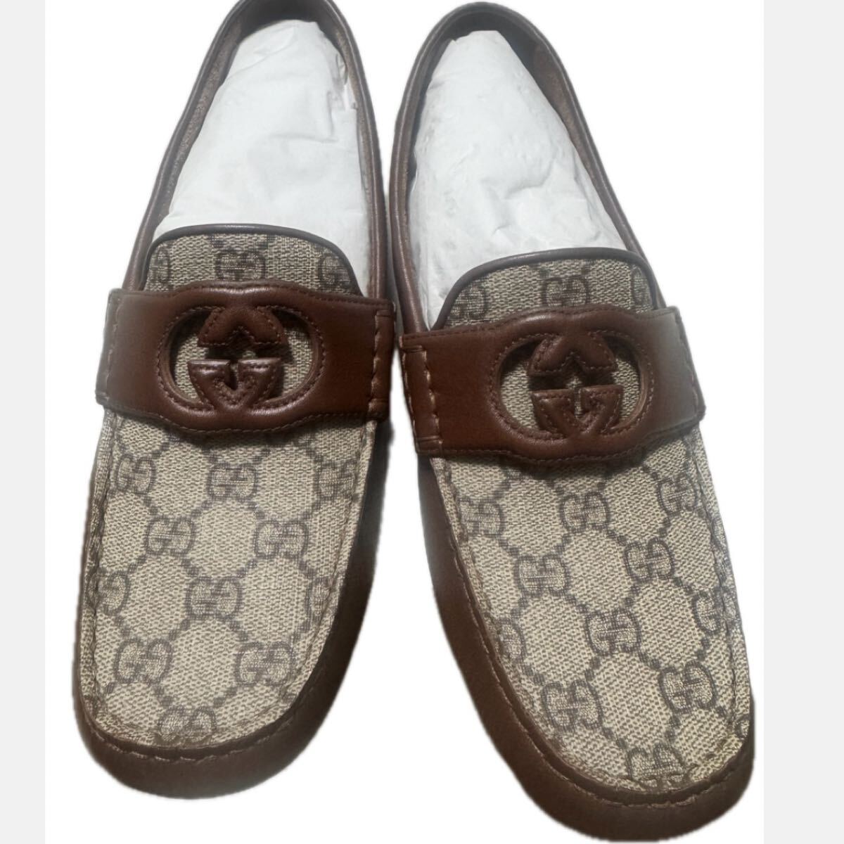 【GUCCI】新品 未使用 グッチ インターロッキング メンズ ローファー シューズ 7 約26cm イタリア製 靴 箱 保存袋付 ドライビングシューズ拍卖