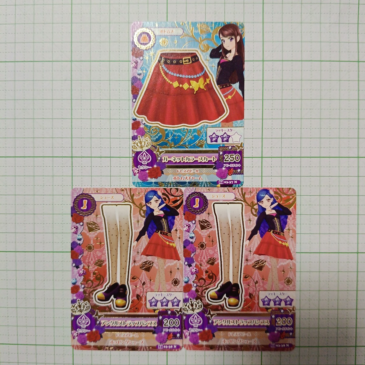 アイカツ データカードダス アイドルカツドウ スカート ガーネットカラースカート 14 03-37 N アンクルストラップパンプス 14 03-38 N拍卖