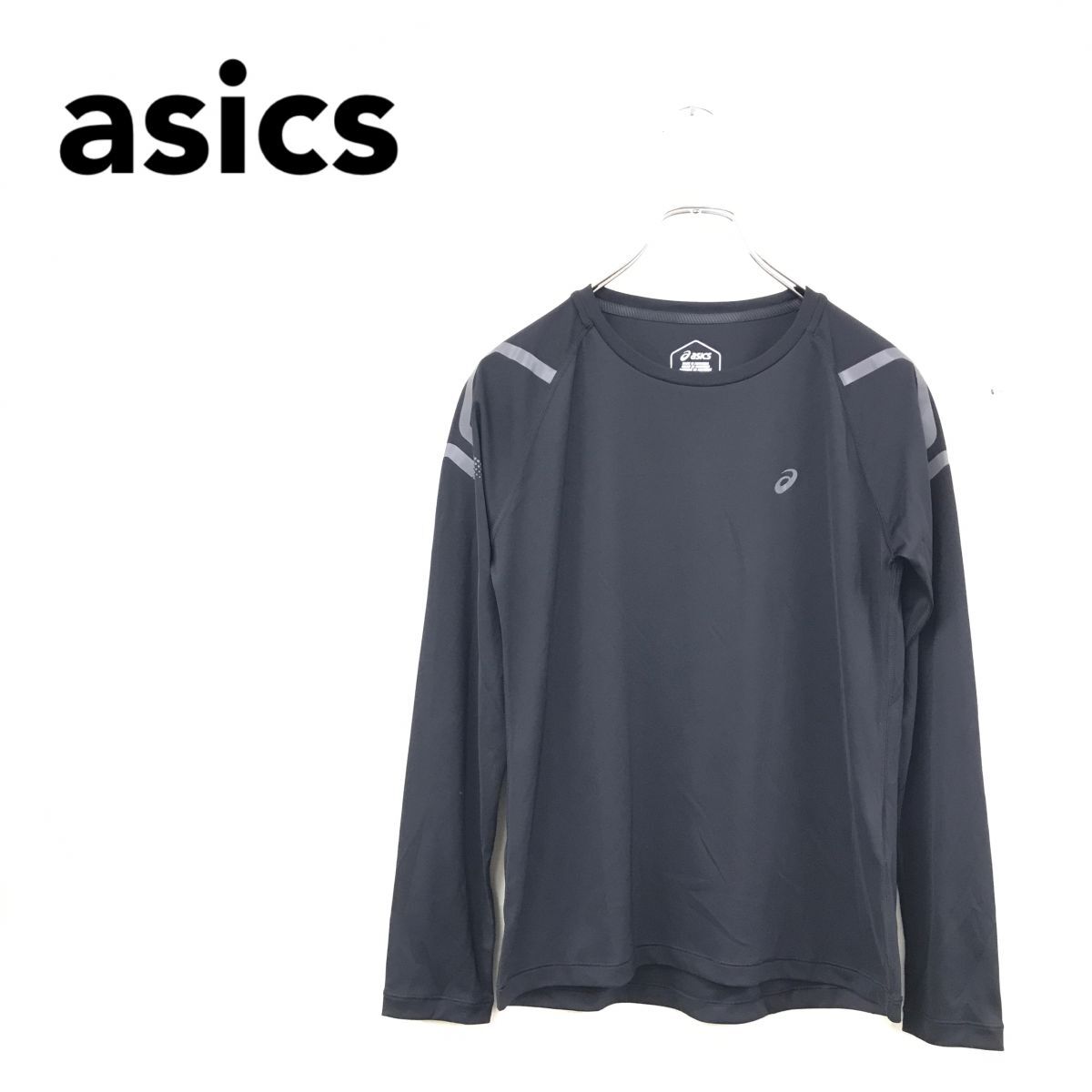 2O1229-R◆asics アシックス 長袖インナーシャツ◆サイズM 157〜163 レディース 婦人 トップス スポーツ ストレッチ ドライ ブラック 黒拍卖