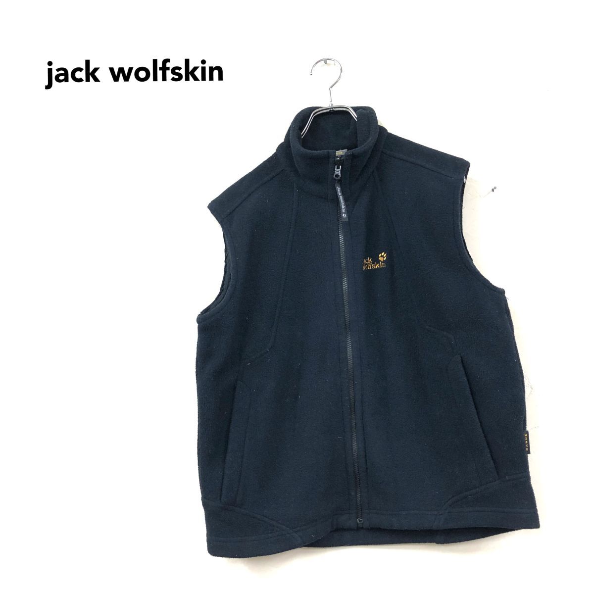 2O1186-D◆ old Jack Wolfskin ジャックウルフスキン フリースベスト フルジップ ◆sizeM ブラック ポリエステル 古着拍卖