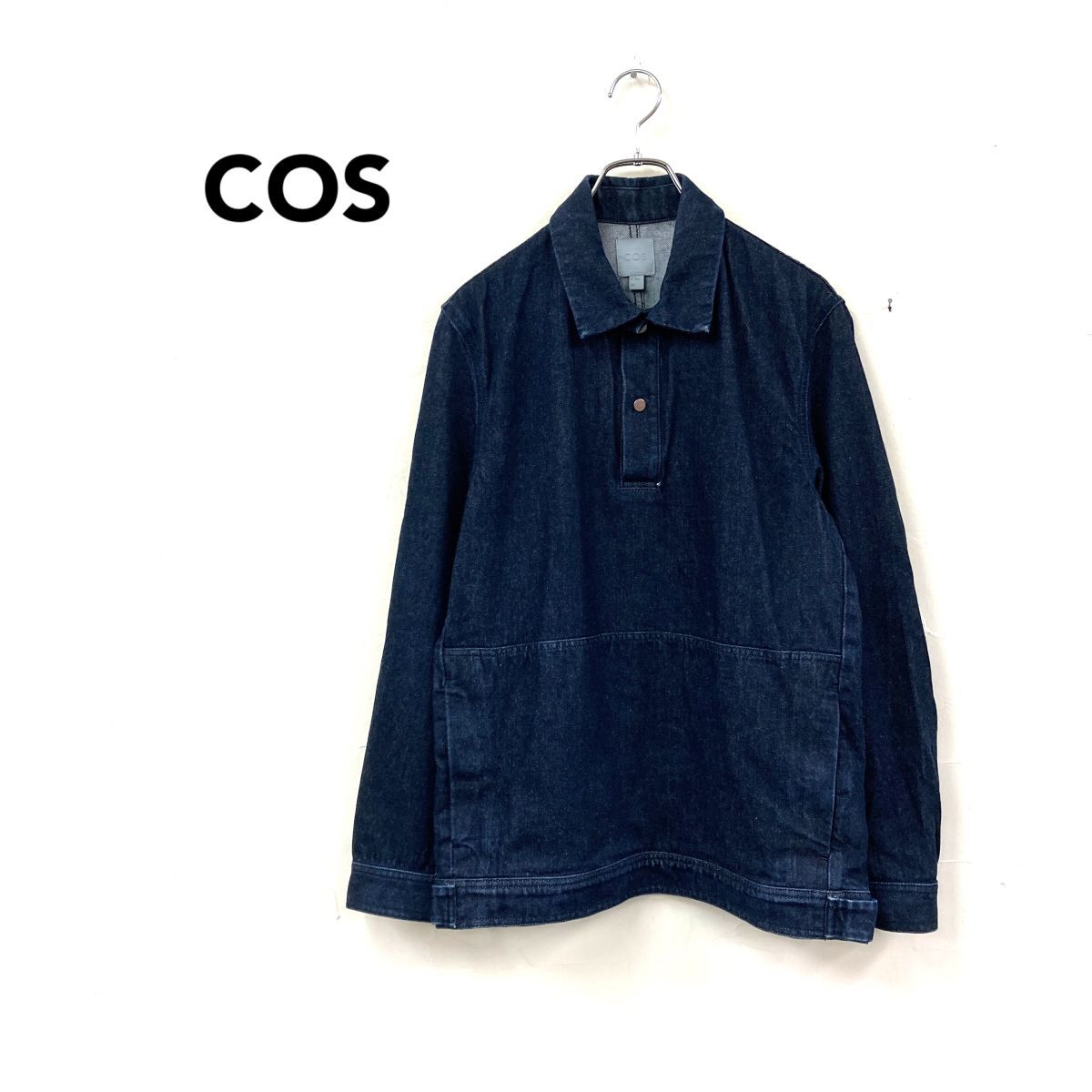 2O1548-Y-N◆COS コス プルオーバーデニムジャケット スナップボタン カンガルーポケット スクエアヘム カジュアル ◆sizeXS インディゴ 綿拍卖
