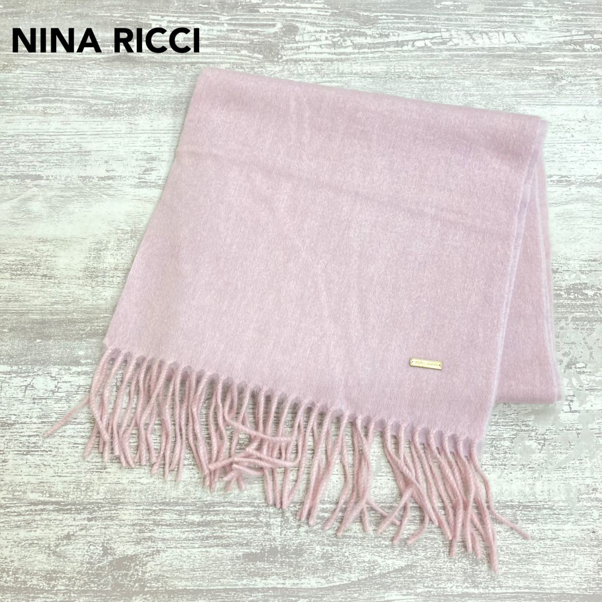 2O2300-J◆NINA RICCI ニナリッチ カシミヤマフラー◆ピンク レディース ファッション小物 秋冬 温かい 上質 ロングマフラー ストール拍卖