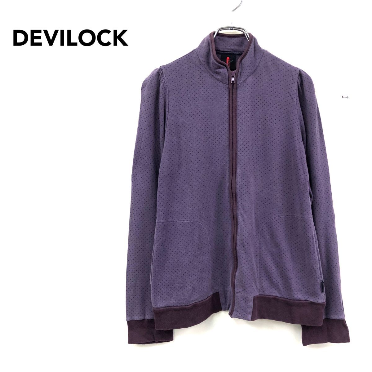 2O2107-W◆DEVILOCK デビロック スウェット トップス ジップアップ 薄手 ドット柄 カジュアル レディース◆size:FREE パープル コットン拍卖