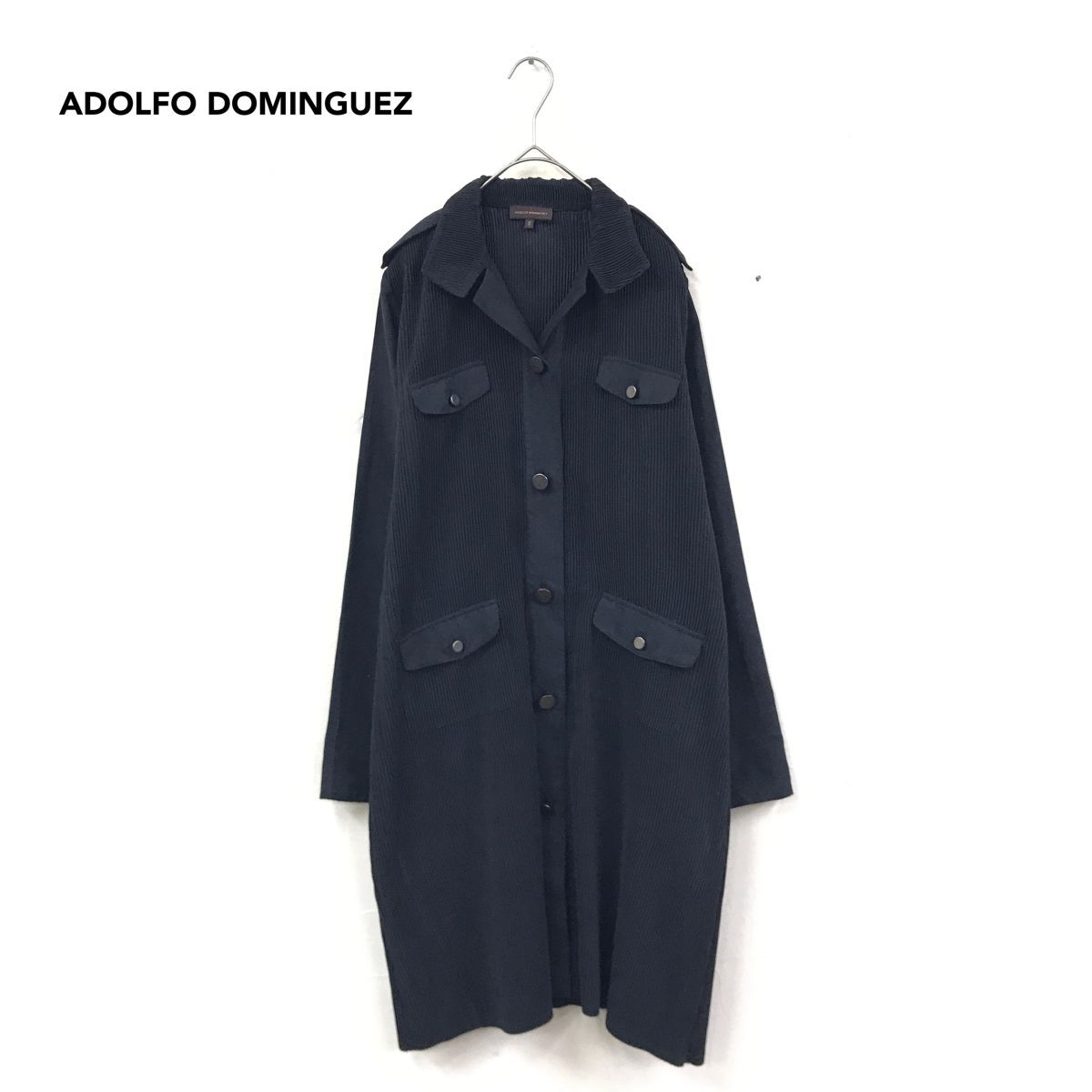 2O2275-T◆ADOLFO DOMINGUEZ アドルフォ ドミンゲス デザインコート プリーツ◆sizeS ブラック レディース トップス ポリエステル100拍卖