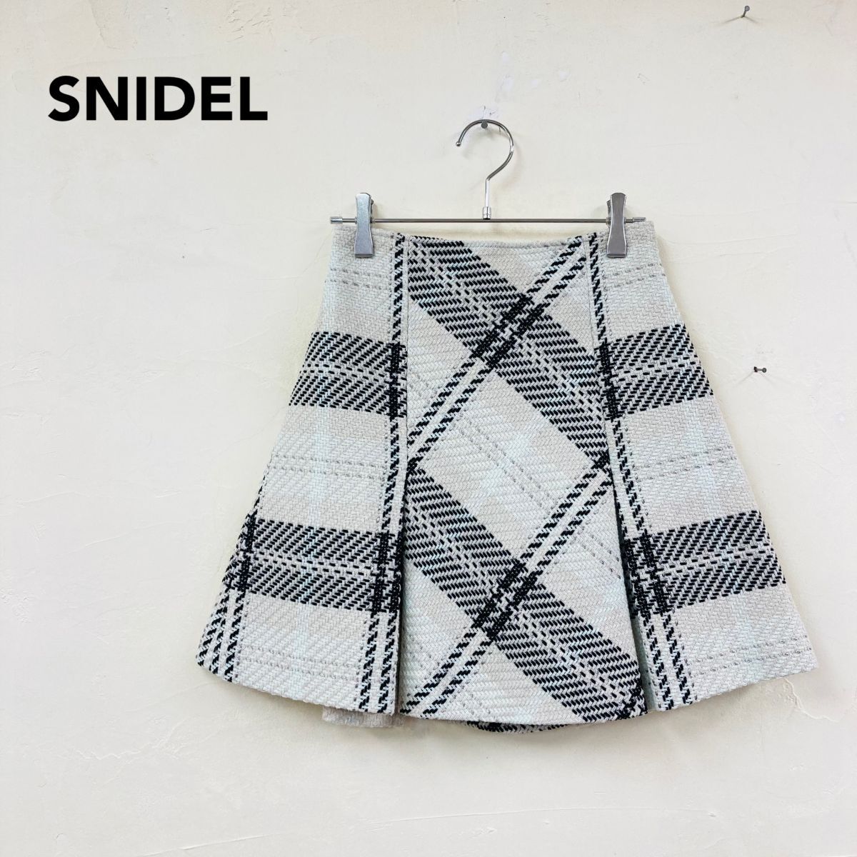 2O2792-J◆SNIDEL スナイデル ウール混プリーツスカート◆サイズ1 レディース 切替デザイン ステッチ 秋冬 ミニスカート ボトムス 羊毛22%拍卖