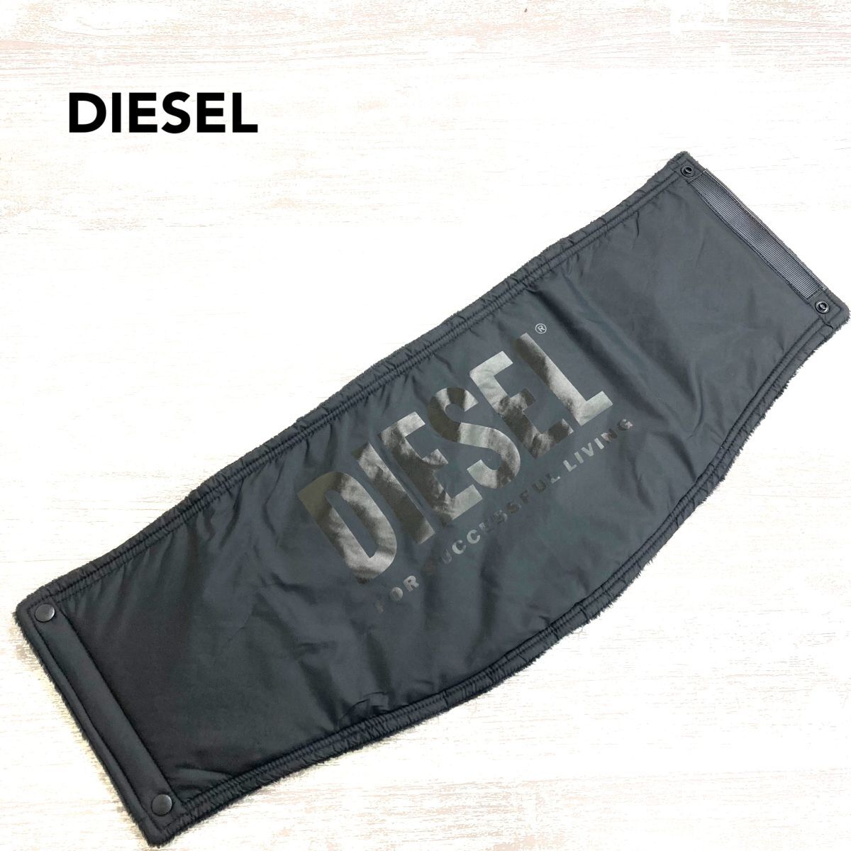 2O2470-W◆DIESEL ディーゼル リバーシブル ネックウォーマー シンプル ロゴ マジックテープ スナップボタン カジュアル 防寒◆ブラック 黒拍卖