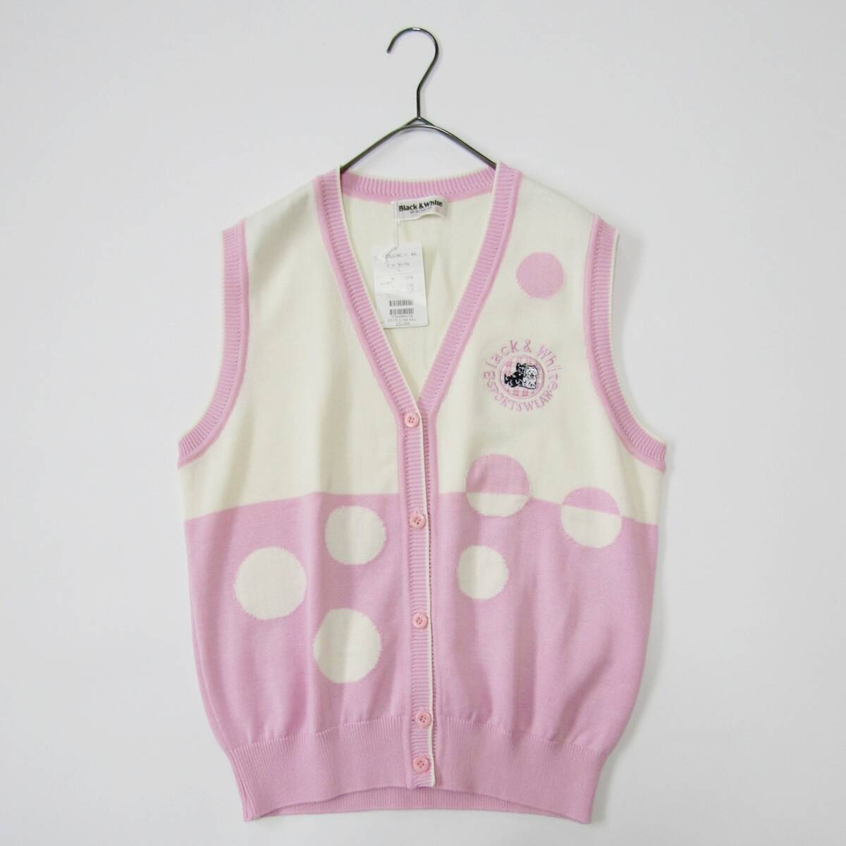 【新品未使用品】Black&White ブラック&ホワイト レディースゴルフニットベスト Lサイズ拍卖