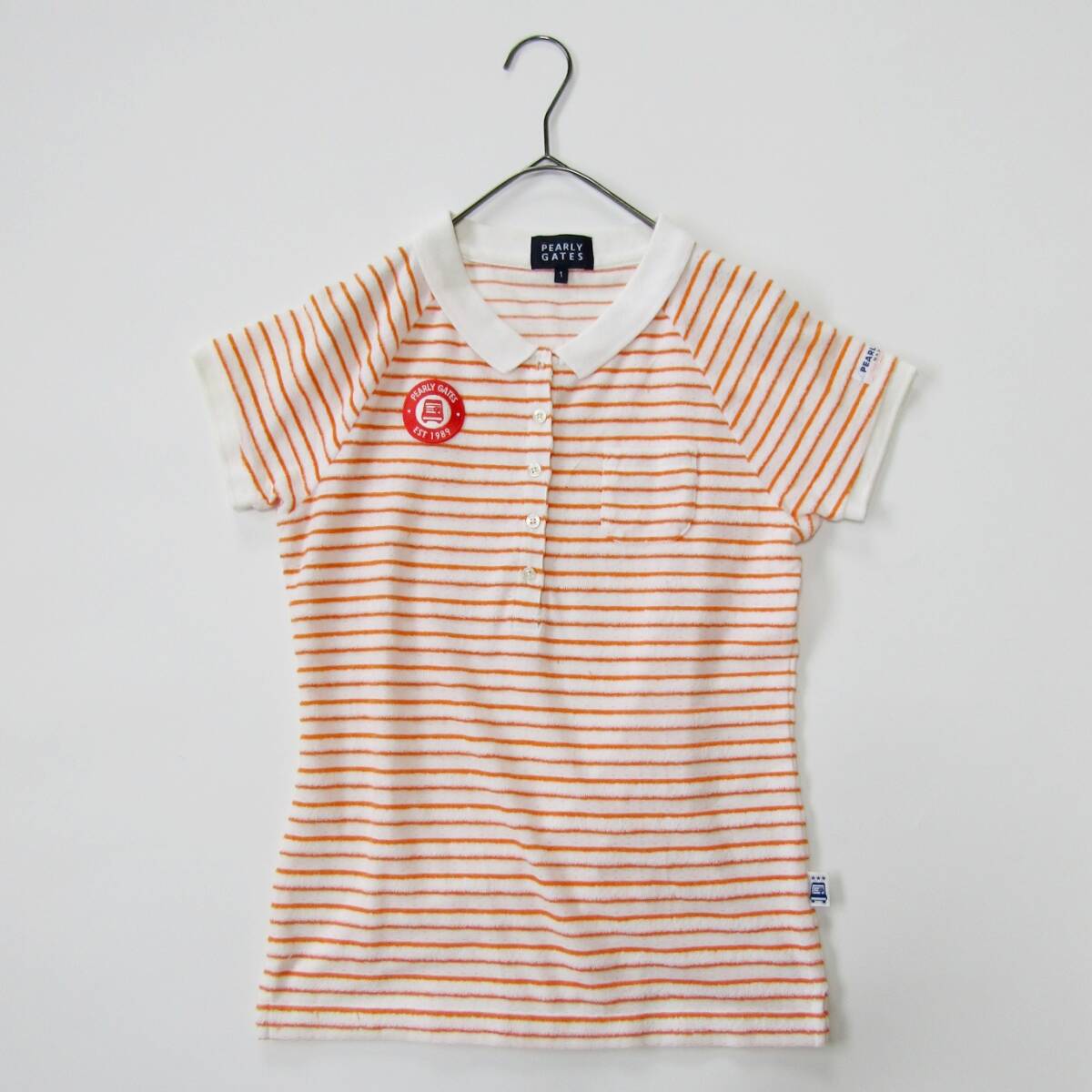 PEARLY GATES パーリーゲイツ レディースゴルフタオル地ボーダーポロシャツ サイズ1拍卖
