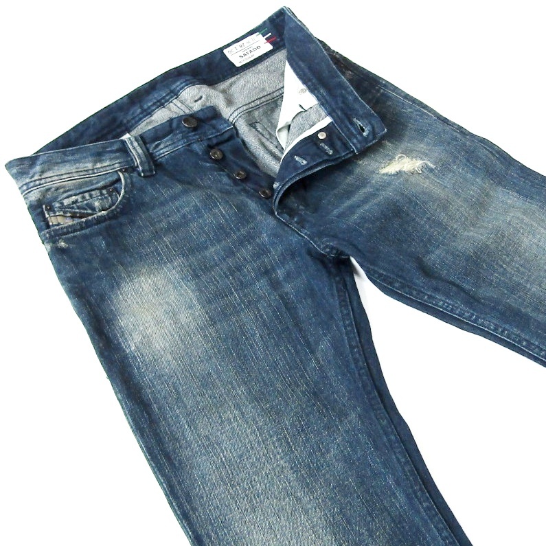 DIESELディーゼルSAFADO▼ストレッチスリムストレートデニム▼ダメージ加工▼28インチ▼ウエスト約80cm拍卖