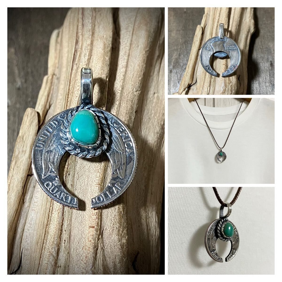 ソノラン ターコイズ ヴィンテージコイン ナジャ シルバー ネックレス ペンダント #インディアンジュエリー ネイティブアメリカン拍卖
