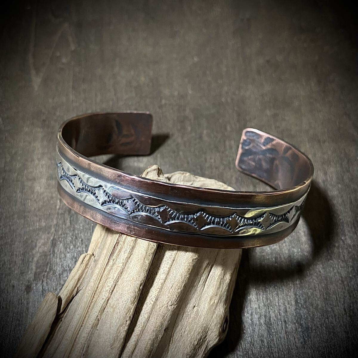 スタンプワーク シルバー カッパー コンビ ブレスレット バングル #インディアンジュエリー ネイティブアメリカン ナバホ族 925拍卖