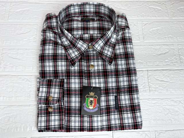 41256-2-b191 レッド系ブラックチェック Lサイズ 3790円 FRANCO COLLEZIONI サッカー織ロールアップシャツ 綿100%拍卖