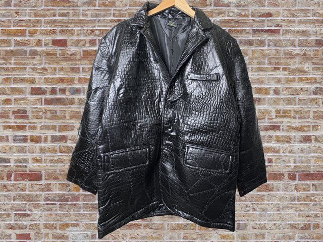 41193-b192 Lサイズ FRANCO COLLEZIONI ラム革パッチワークワニ型押しテーラージャケット拍卖