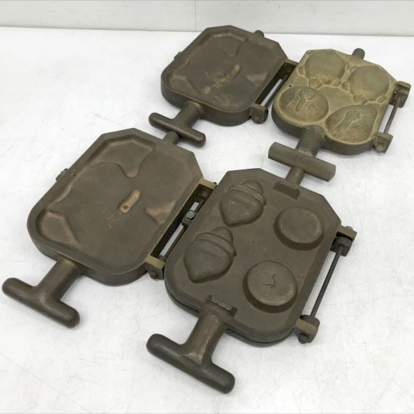 D8726YO 【デッドストック・未使用品】4点セット たい焼き器 煎餅焼き器 焼き型 菓子型 鯛 鶴 亀 せんべい 厨房機器店舗・業務用拍卖