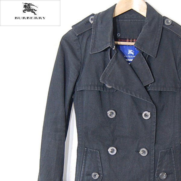 バーバリーロンドンブルーレーベルBURBERRY LONDON BLUE LABEL■コットン トレンチコート ハーフ丈 三陽商会■38■ブラック ※NK5912366拍卖