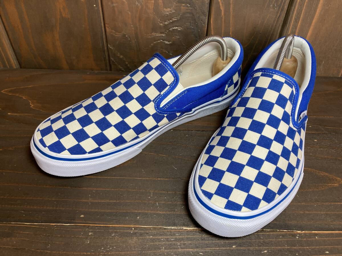 ★VANS バンズ 国内企画 slip on スリッポン 青×白 チェッカー 26.0cm Used 検 SK8 ハーフキャブ オールドスクール サンダル スニーカー拍卖