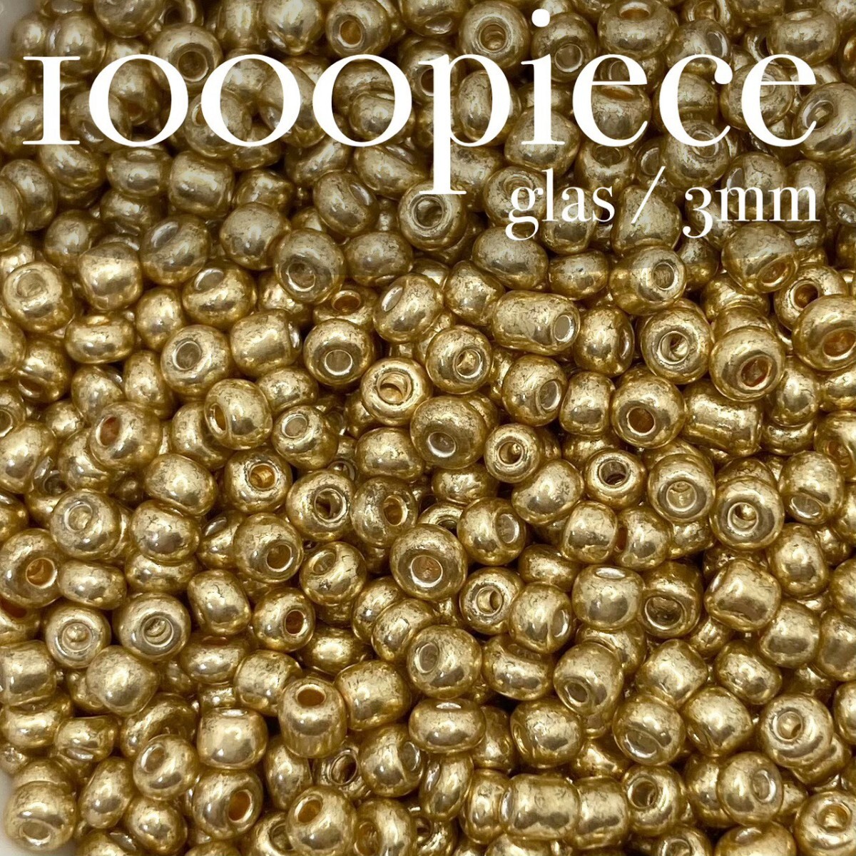 FGO【 シードビーズ ゴールド 1000piece 3mm 】緑 セット ガラスビーズ 材料 素材 ハンドメイド パーツ アクセサリー メタルカラー拍卖