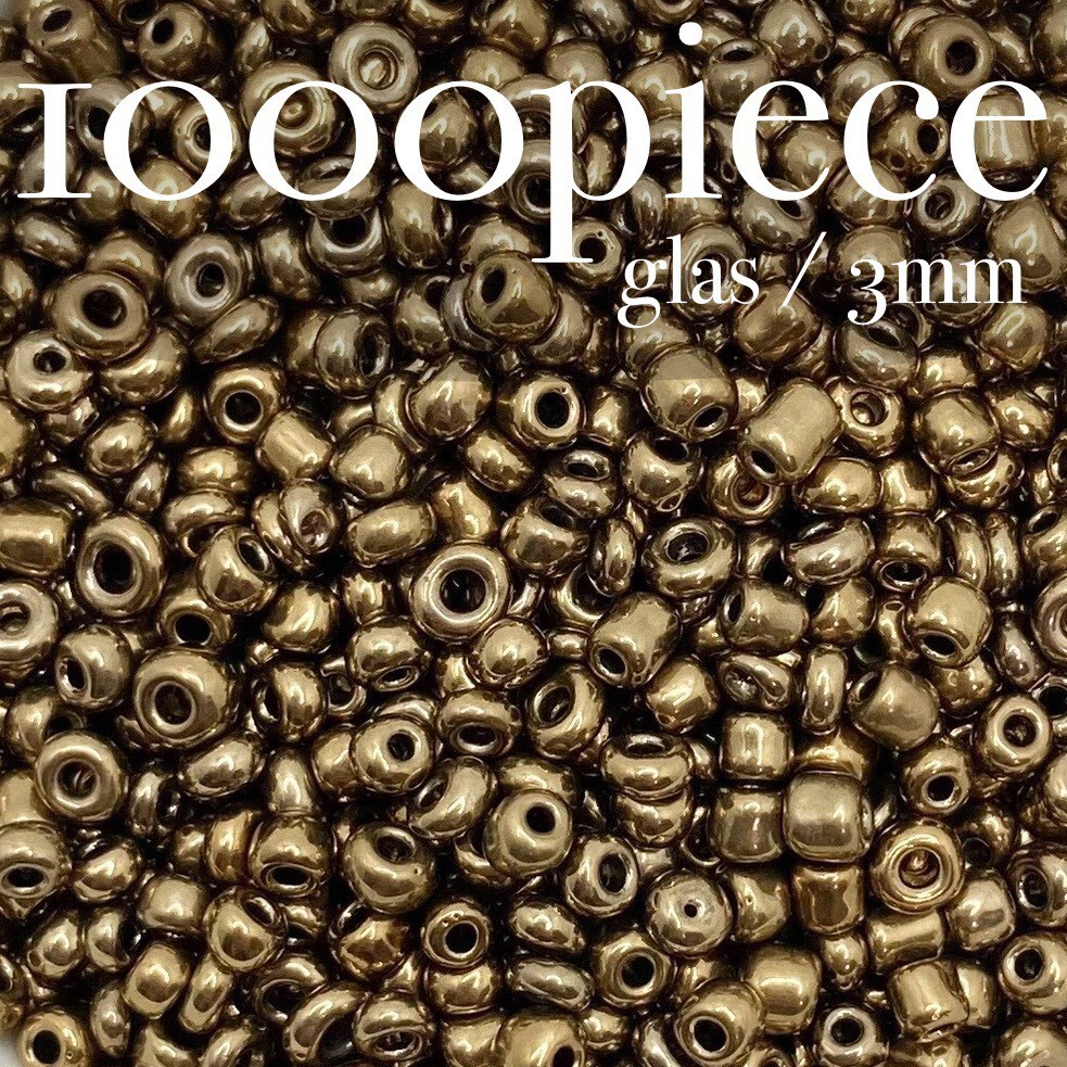 FBR【 シードビーズ ブラウン 1000piece 3mm 】緑 セット ガラスビーズ 材料 素材 ハンドメイド パーツ アクセサリー メタルカラー拍卖