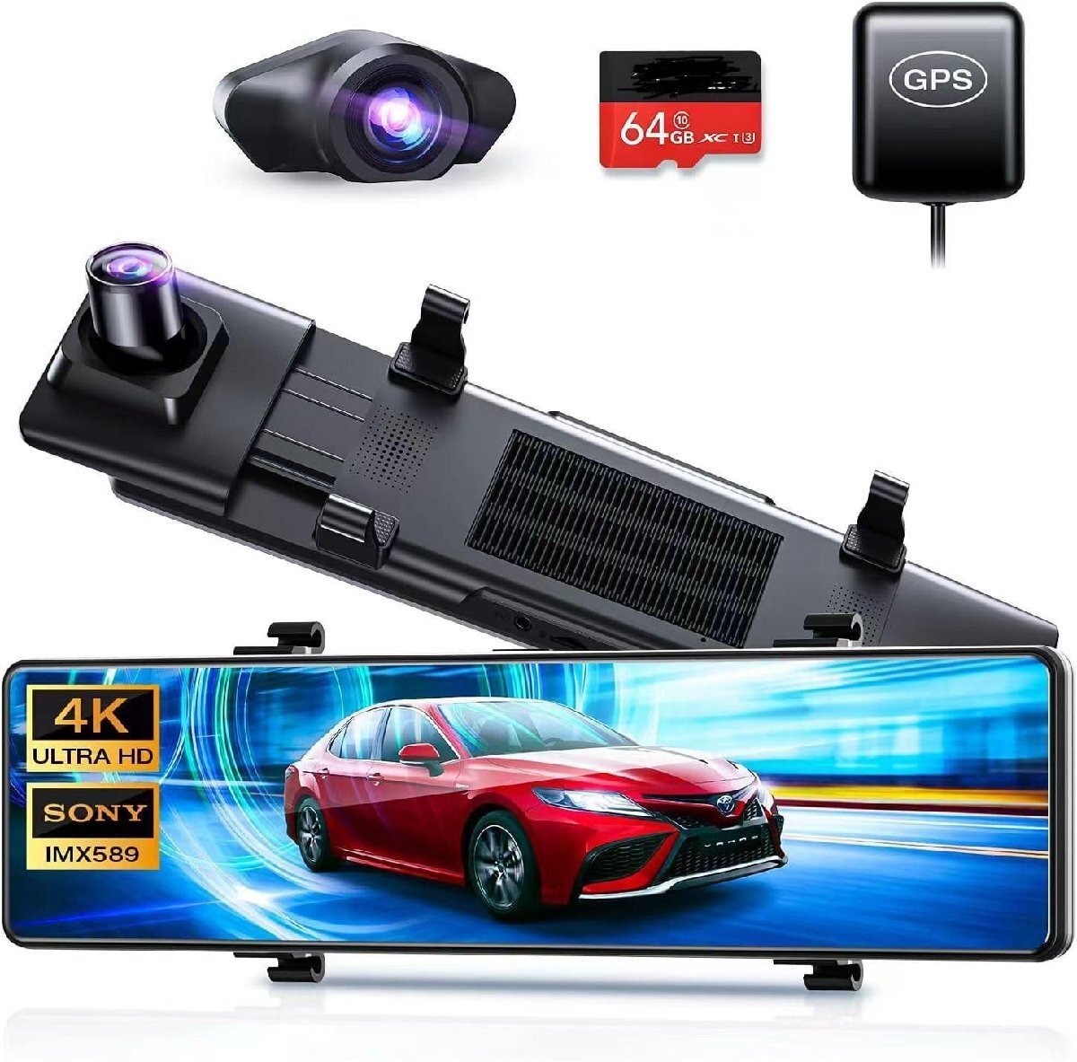 1円 ドライブレコーダー ルームミラー 前後2カメラ 12インチ 4K 1080 駐車監視 日本車仕様 新型 zchw0022拍卖