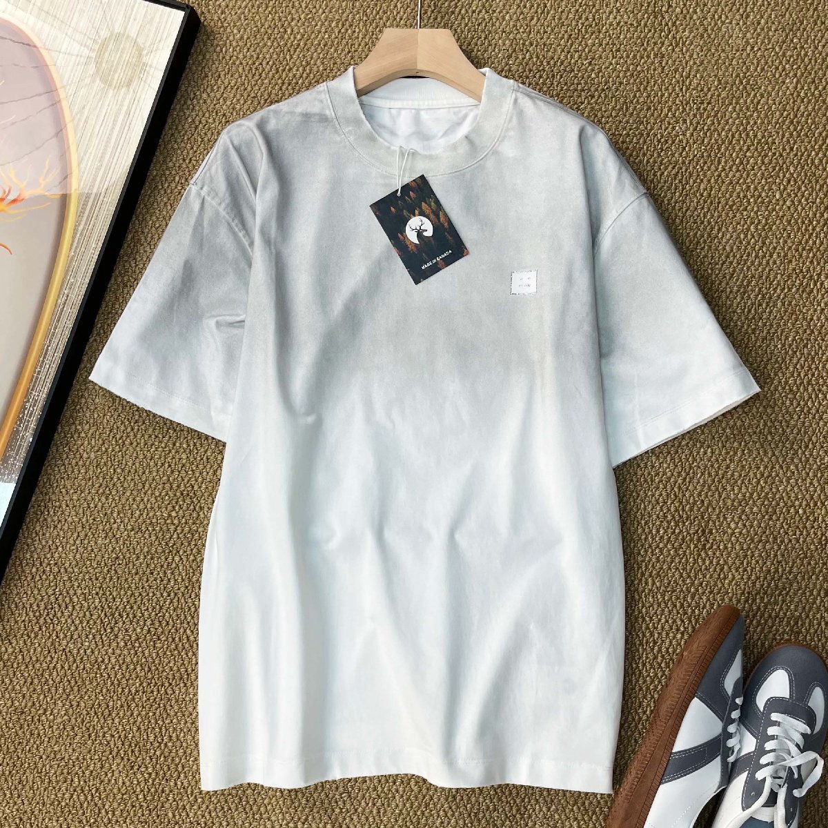 半袖 Tシャツ カナダ製造 コットン100% 快適 通気 ソフト グラデーション シンプル 個性 カジュアル スウェット トップス 通勤 夏 SIZE:XL拍卖