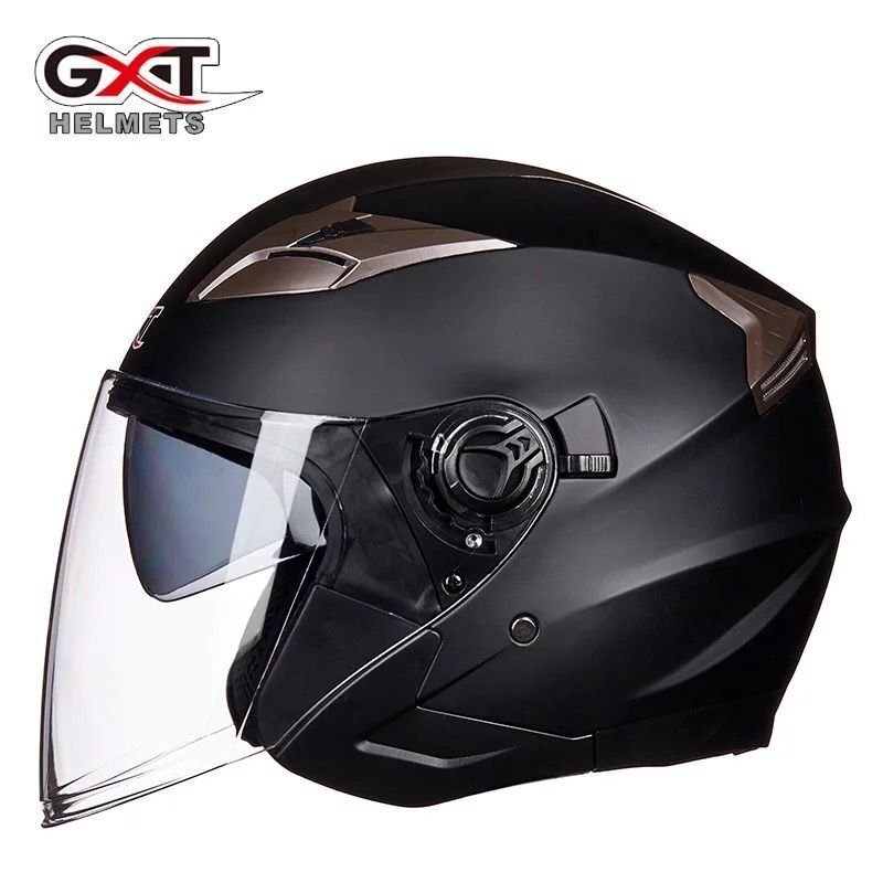 艶消しブラック ヘルメット GXT708ダブルシールドヘルメット高品質 春秋用ジェットヘルメットPSCマーク付き サイズM -XL選択可能zchw0083.5拍卖