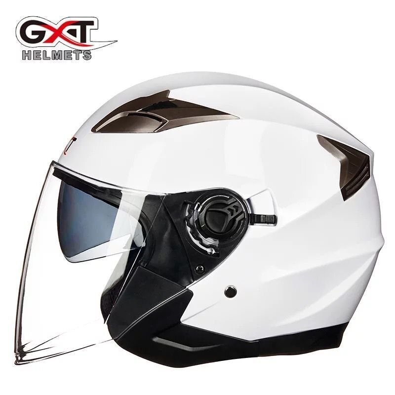 ホワイト ヘルメット GXT708ダブルシールドヘルメット高品質 春秋用ジェットヘルメットPSCマーク付き サイズM -XL選択可能zchw0083.1拍卖