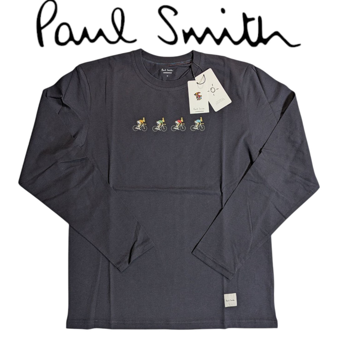 新品 Paul Smith ポールスミス 長袖Tシャツ M カットソー ラウンジウェア ネイビー サイクリング ラビット うさぎ 春 秋 メンズ 男性 紳士拍卖