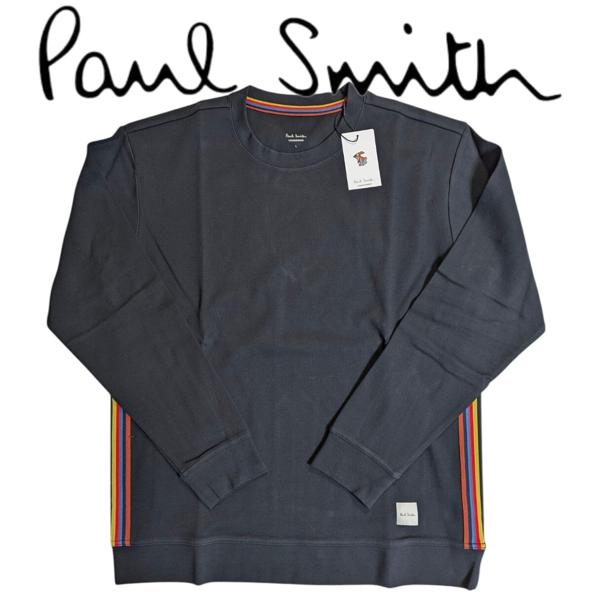 新品 Paul Smith ポールスミス 長袖Tシャツ L カットソー ラウンジウェア アーティストストライプ ダークネイビー メンズ 男性 紳士 秋 冬拍卖