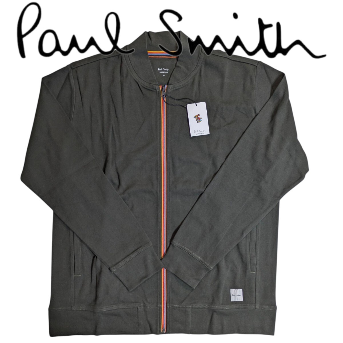 新品 Paul Smith ポールスミス ジップアップ LL アーティストストライプ カーキ ラウンジウェア メンズ 男性 紳士 秋 冬拍卖