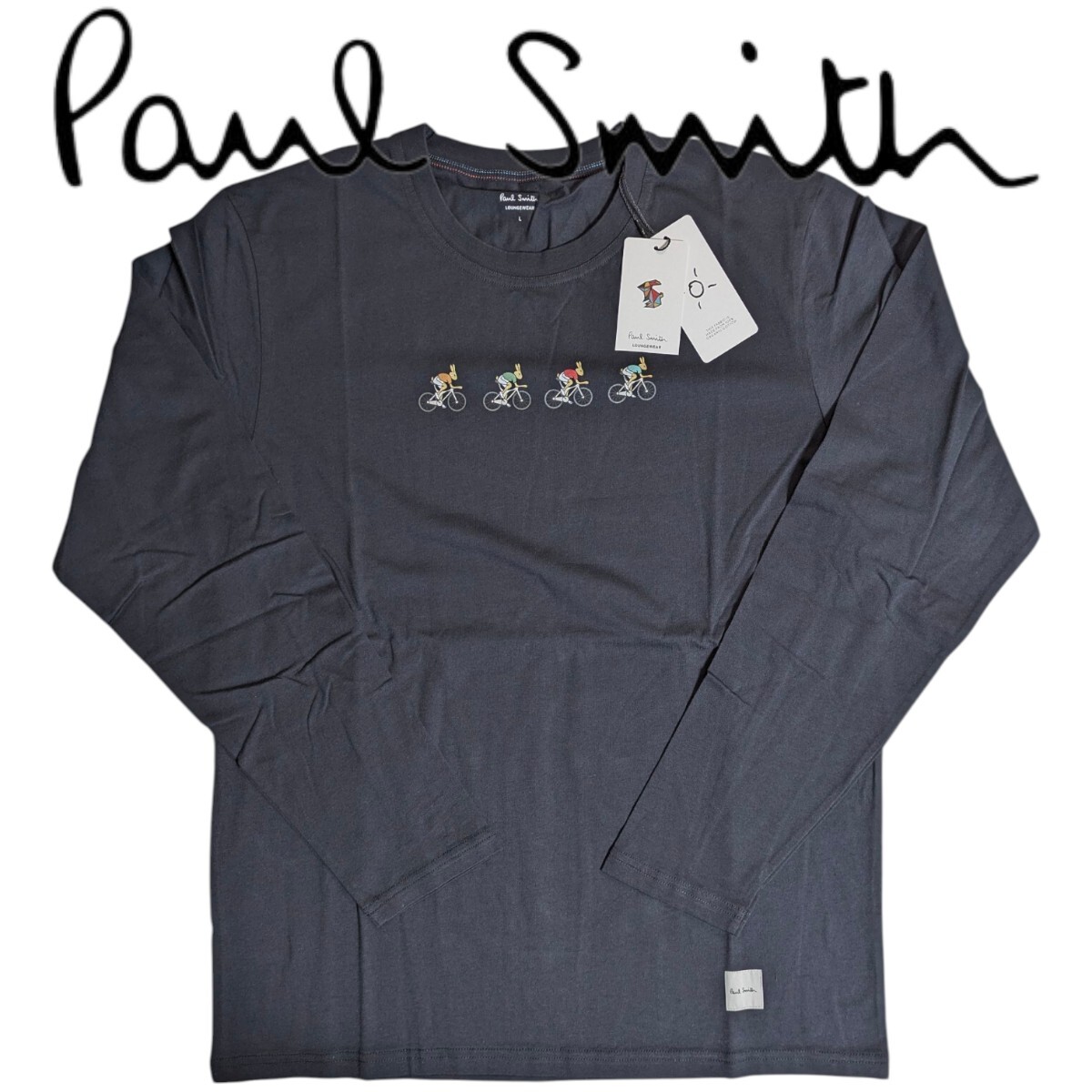 新品 Paul Smith ポールスミス 長袖Tシャツ L カットソー ラウンジウェア サイクリング ウサギ ラビット ネイビー 秋 メンズ 男性 紳士拍卖