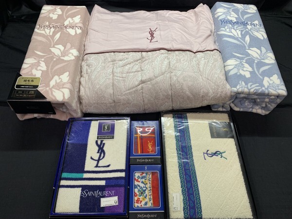 K6-459【未使用含・現状品】イヴ・サンローラン (Yves SAINT LAURENT ・ YSL) 寝具 タオル おまとめ 7点セット 毛布 羽毛布団拍卖
