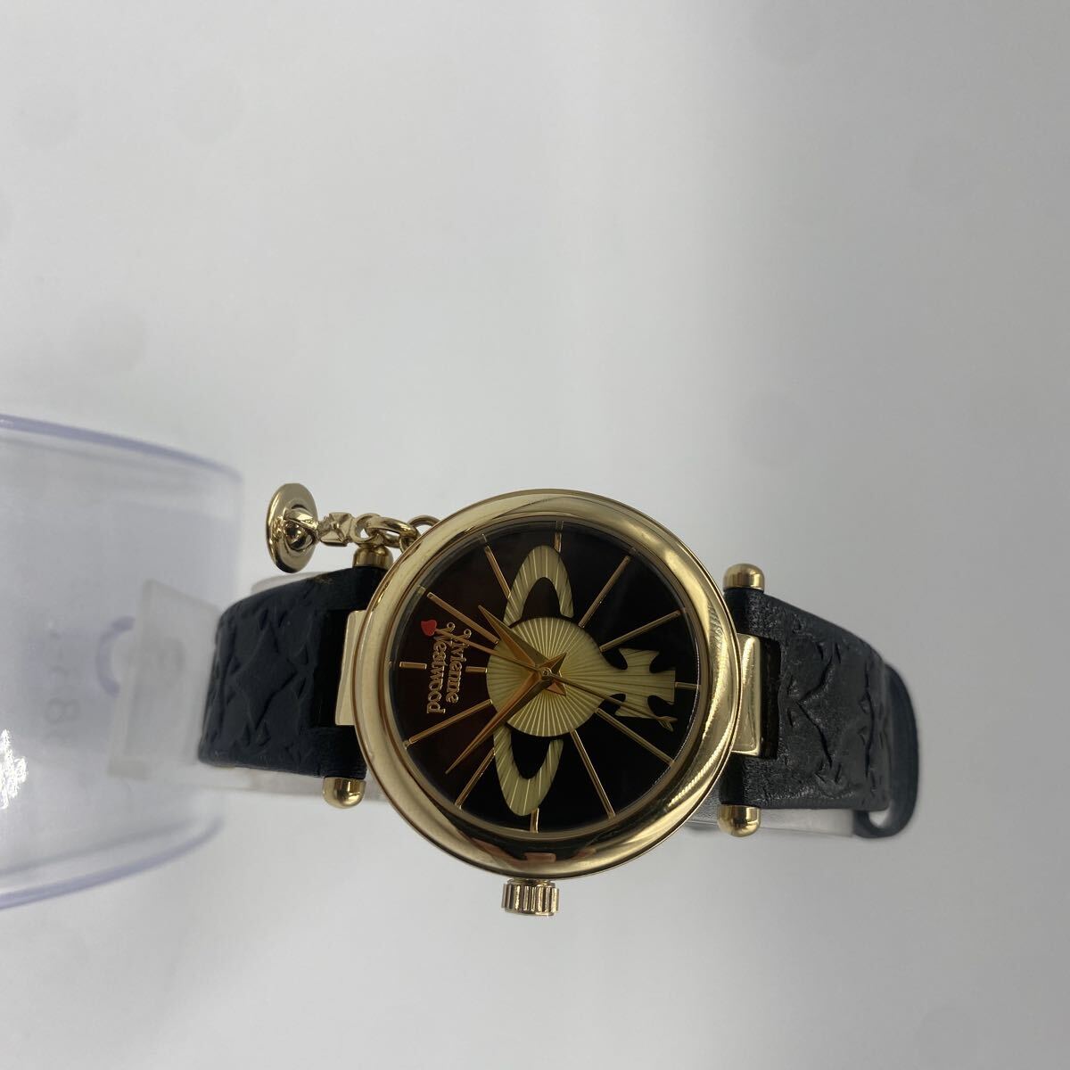 R1010 美品 2回のみ使用 Vivienne Westwood 腕時計 レザー オーブ ブラック ゴールド 電池切れ レディース 拍卖