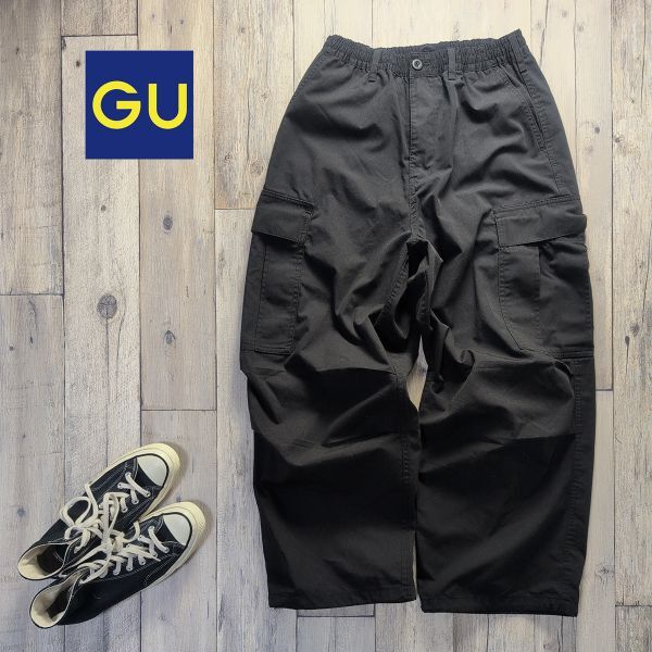 ☆GU ジーユー☆ワイド カーゴパンツ ブラック size【S】 S2632拍卖