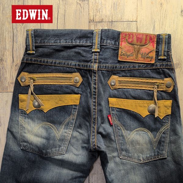 ☆EDWIN エドウィン☆483XVS レディース USED加工 デニムパンツ W28 S2683拍卖