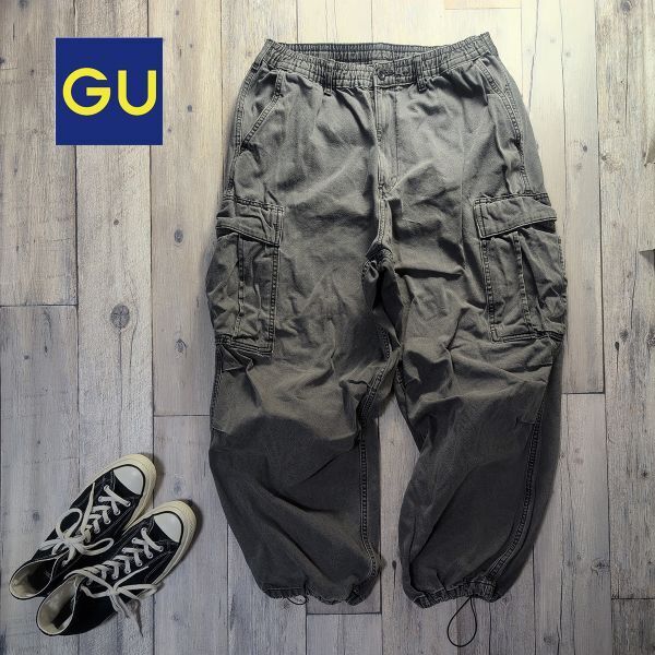 ☆GU ジーユー☆ワイド デニム カーゴパンツ ダークグレー Size(XL) S2502拍卖