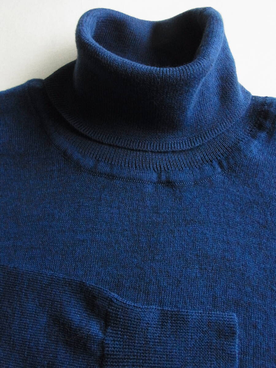 無印良品 ウール100% ハイゲージ タートルネックセーター サイズ S ダークブルー系拍卖