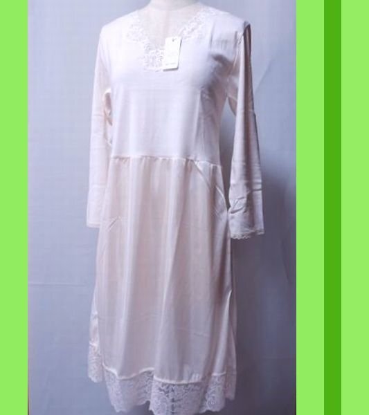 切り替スリップ LL 丈95 日本製 レース8分袖 綿100% ピーチ拍卖