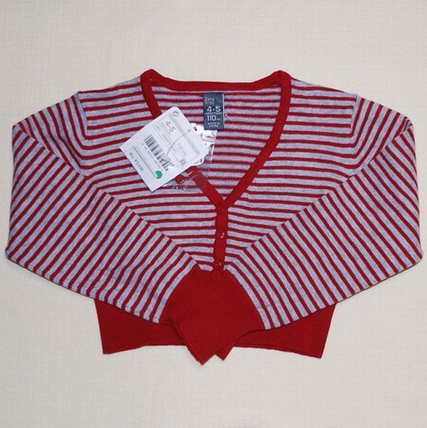 送料無料 Last ZARAザラ 110 4/5歳 ストレッチボーダーカーディガン 赤拍卖