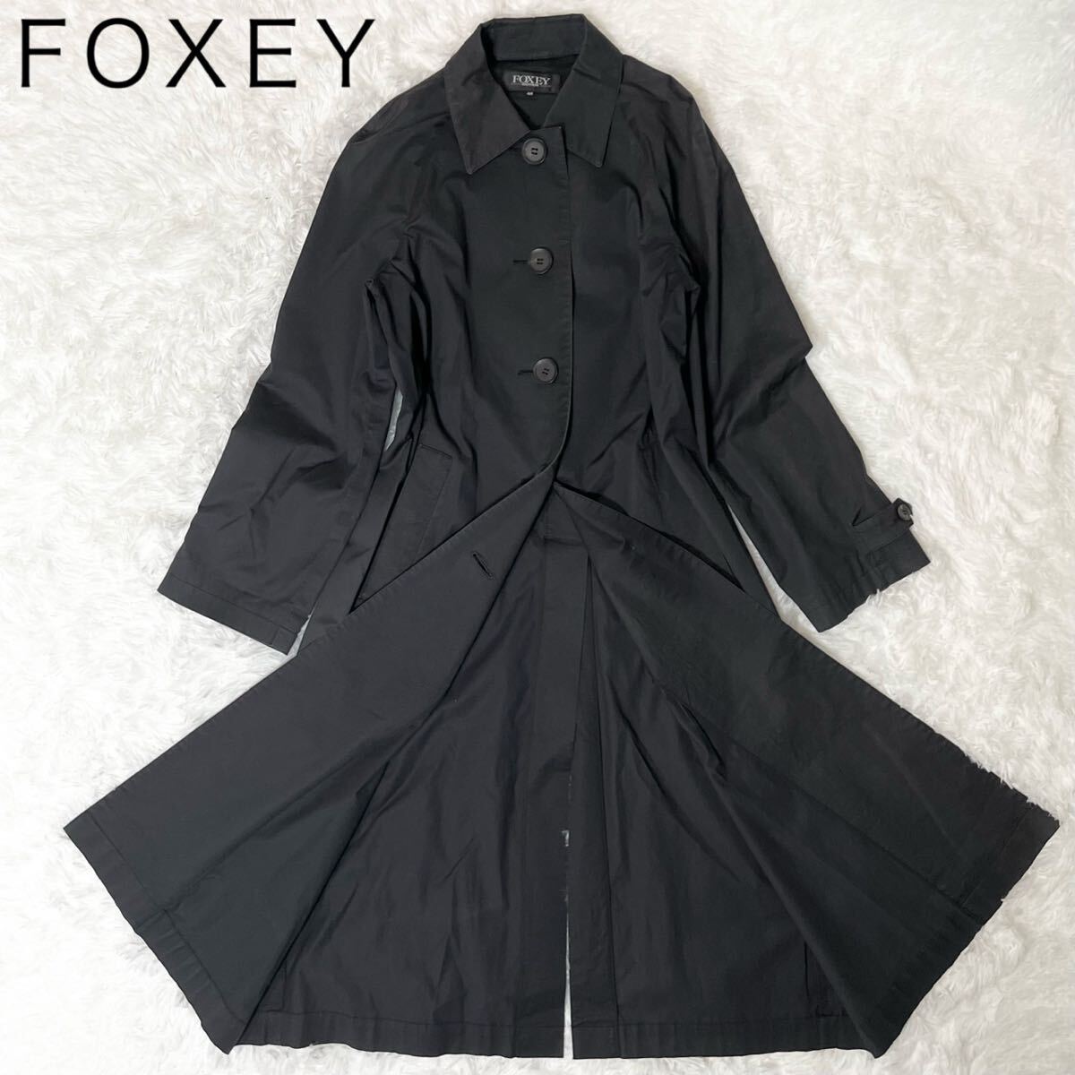 フォクシーブティック FOXEY BOUTIQUE トレンチコート マキシ丈 レディース 高級ライン アウター 40 L ブラック 黒 black 日本製 Japan拍卖