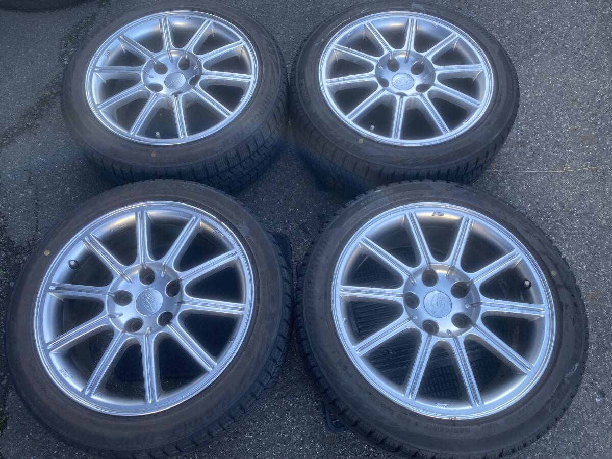 AS1023-4◆ENKEI製◆スバル純正◆GDBインプレッサ◆17×8J+53◆5H◆ブリヂストン◆VRX2◆225/45R17◆4本セット◆中古品◆拍卖