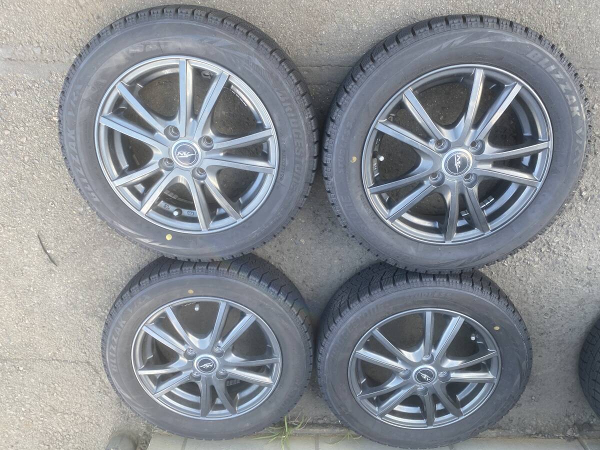 AS1029-2K◆溝有り◆ニルバーナ◆軽自動車等◆14×4.5J+45◆4H100◆ブリヂストン◆BLIZZAK◆VRX◆155/65R14◆4本セット◆中古品◆拍卖
