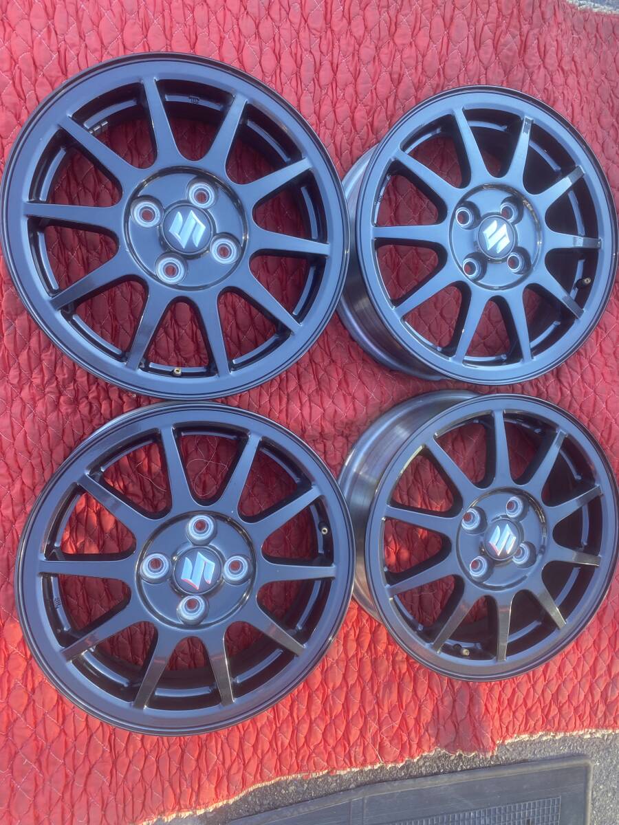 ◆A1023-1◆美品◆ENKEI製◆スズキ純正◆ブラック◆HA36S◆アルトワークス◆15×5J+45◆4H100◆4本セット◆中古品◆拍卖