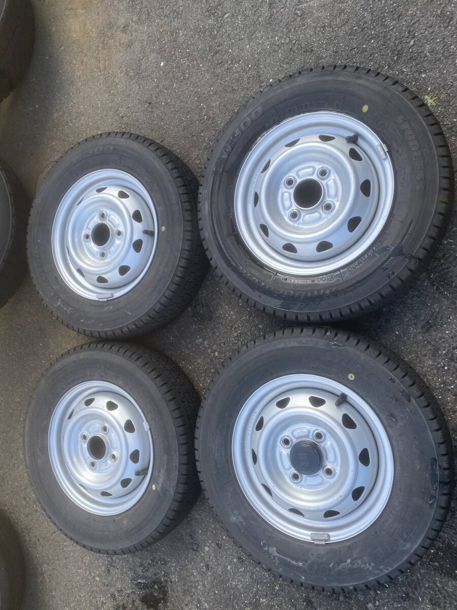 AS1028-7◆JECT◆スチールホイール◆12×3.50B◆4H100◆軽トラック/軽バン等◆ブリヂストン◆W300◆145/8012◆LT◆4本セット◆中古品◆拍卖